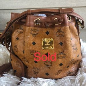 Authentic MCM Visetos coated canvas bucket Bag